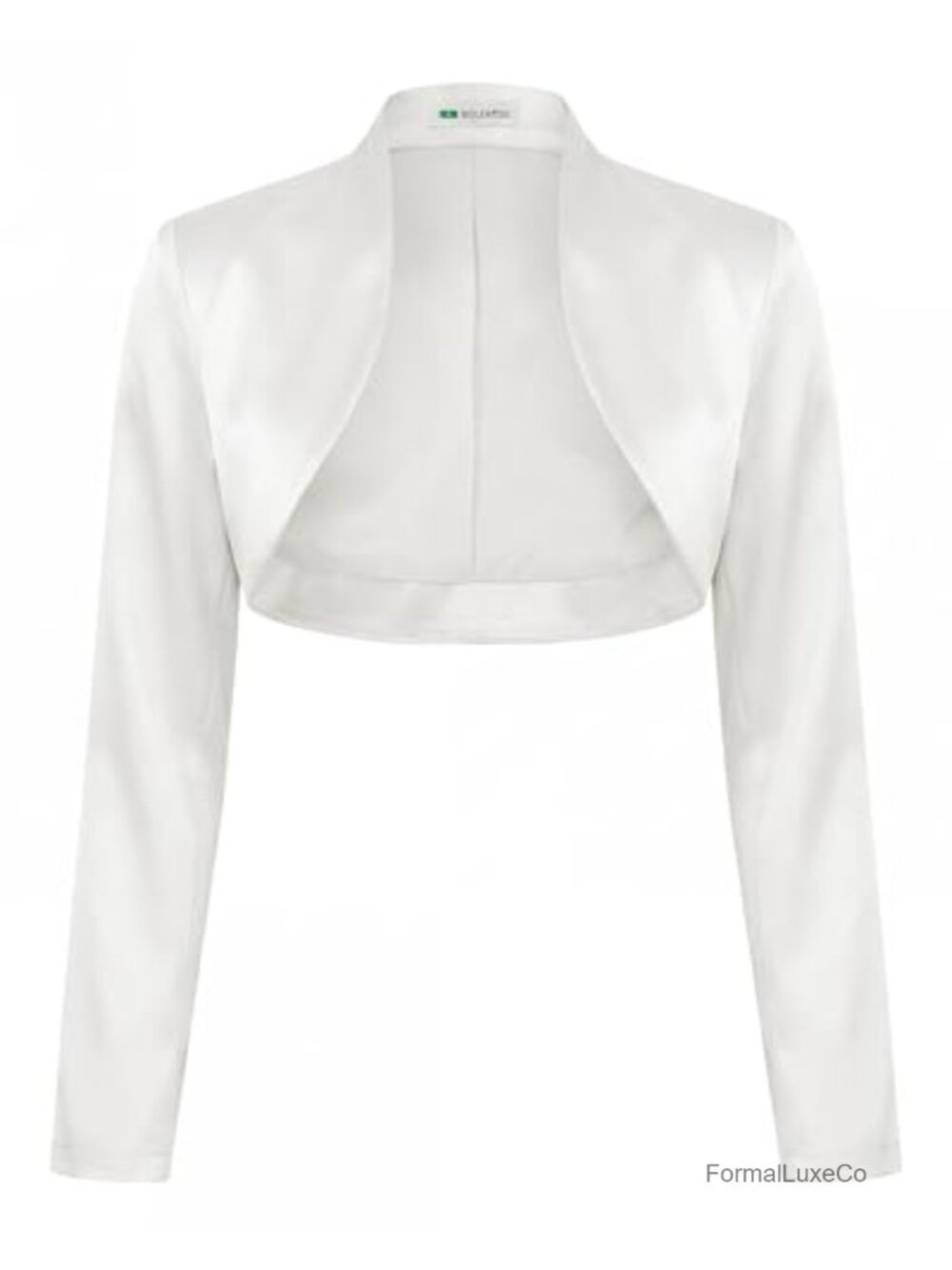 Satin Bolero Jacket Long Sleeve Formal Lined Open Front Shrug